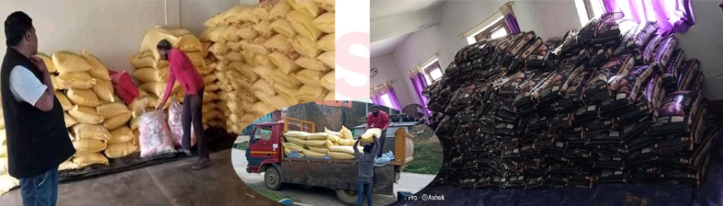 विपन्न परिवारका लागि सूर्योदय र माईजोगमाईमा खाध्यसामाग्री भण्डारण