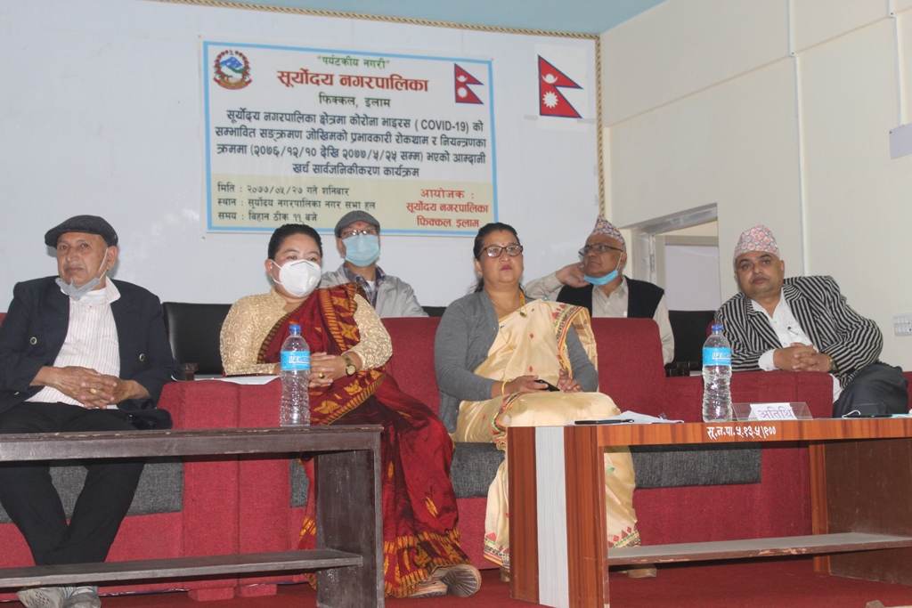 सूर्योदय नगरपालिकामा कोभिड–१९ रोकथामका लागि भएको आय–व्यय सार्वजनिक