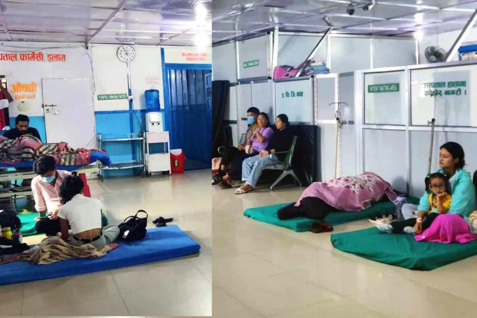 इलाममा बेड अपुग भएपछि भुइँमै राखेर उपचार